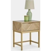 Bedside Table for Bedroom, 1 Drawer Herringbone Bedside Cabinet, VonHaus
