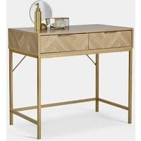 Dressing Table for Bedroom, 2 Drawer Herringbone Vanity Desk, VonHaus