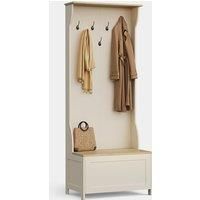 Cream Coat Stand with Shoe Storage, Hallway Unit & Storage Bench, VonHaus
