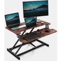 VonHaus Standing Desk Converter, Height Adjustable Dark Wood Workstation