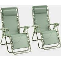 VonHaus Zero Gravity Chairs Set of 2 - Reclining Sun Loungers for Garden - Textilene Folding Sunloungers with Detachable Headrest - Fold Away 2 Set Deck Chairs for Outdoor, Patio (Sage Green)