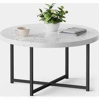 Marble Effect Coffee Table, Round Centre Table for Living Room, VonHaus