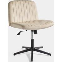 Desk Chair for Home Office, Cream Velvet Office Chair for Bedroom, VonHaus