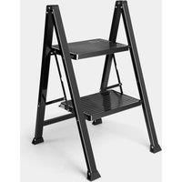 Slim 2 Step Ladder with Anti Slip Steps and Feet - VonHaus Folding Stepladder