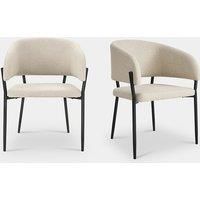 Dining Chairs Set, Cream & Black Upholstered Kitchen Chairs, Vonhaus