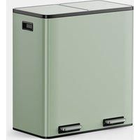 VonHaus Kitchen Bin, 60L Double Recycling Bin for Kitchen, Two Section Food Waste Separation System with Non-Slip Base & Removable Inner-Compartments, Large Airtight Trash Can, 2 x 30L (Sage Green)
