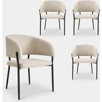 Dining Chairs Set, Cream & Black Upholstered Kitchen Chairs, Vonhaus
