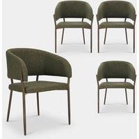 Dining Chairs Set, Green Upholstered Kitchen Chairs, Vonhaus