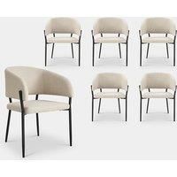 Dining Chairs Set, Cream & Black Upholstered Kitchen Chairs, Vonhaus
