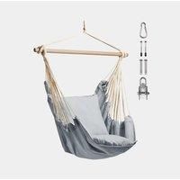 VonHaus Hanging Chair Outdoor with Attachments – Grey Garden Swing Seat & Hammock Chair, 1 Seater Rope Swing Chair - Neutral Boho Style Portable Garden Chair for Garden, Patio, Terrace & Decking