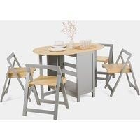 Folding Table and Chair Set for 4 People, Grey Dining Room Set, VonHaus