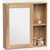Bathroom Mirror Cabinet, Oak Wood Effect Bathroom Cabinet with Mirror, VonHaus