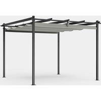 VonHaus Pergola with Retractable Roof 3 x 3 x 2.4m, Weatherproof, Steel Material