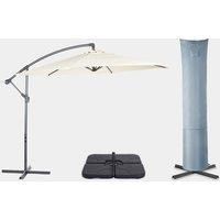 VonHaus Parasol Set – Includes 3m Cantilever Umbrella, Parasol Base & Waterproof Storage Cover – Tilt & Ratchet – Patio/Decking/Garden/Outdoor Dining – UV30+ protection