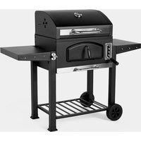 VonHaus Charcoal BBQ with 2 Side Table Racks, Adjustable Grill & Temperature Gauge - Portable Patio American Style Grill and Smoker
