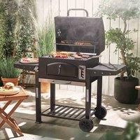 VonHaus Charcoal BBQ with 2 Side Table Racks, Adjustable Grill & Temperature Gauge - Portable Patio American Style Grill and Smoker