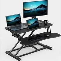 VonHaus Sit Stand Rising Desk Workstation - Electric - Black - Screen / Monitor