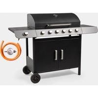 VonHaus Gas BBQ – 6+1 Burner Gas Barbecue – Steel/Chrome – Portable – Black