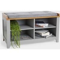 Shoe Storage Bench w/ Padded Seat & 4 Storage Shelves for Footwear Grey VonHaus