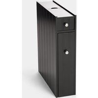 Slim Bathroom Storage Unit - Black Slimline Narrow Cabinet w/ Shelving - VonHaus