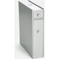 Slim Bathroom Storage Unit - Grey Slimline Narrow Cabinet w/ Shelving - VonHaus