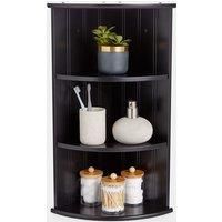 VonHaus Corner Shelf Unit - Black 3 Tier Bathroom Shelving - Freestanding or Wall Mounted Display Shelves & Decor Stand - Tongue & Groove Modern Storage for Bathroom, Living Room, Kitchen, Hallway