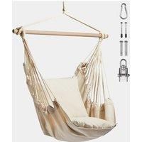 VonHaus Hanging Swing Chair – Swinging Hammock for Outdoor Garden Indoor Beige