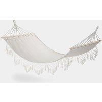 BTFY Hammock – 1 Seater Hammock, Boho Style Garden Hammock with Fringe - Freestanding 1 Person Hammock for Outdoor & Indoor – Single Travel Hammock with Rope Attachments- Ivory - 280cm x 120cm
