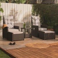 VonHaus Rattan Effect Recliner Bistro Set for 2  – Outdoor Garden Furniture