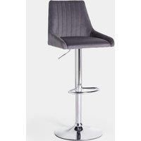Bar Stool Breakfast Kitchen Gas Lift Chair Grey Velvet Barstool | Spinningfield