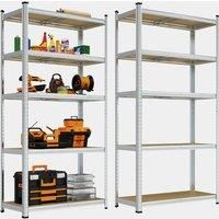 5-Tier Garage Shelving Units VonHaus Pack of 2 - 1.8m Rackings, 175kg Per Shelf