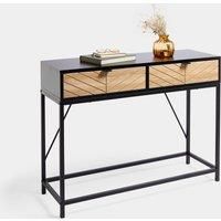 Chevron Console Table Hallway Hall 2 Drawer | Black & Wood Effect | VonHaus