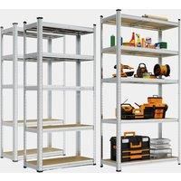 5-Tier Galvanised Steel Shelving Unit x3 Silver (180 x 90 x 40cm)