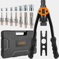VonHaus Rivet Nut Gun - Rivnut Tool - Hand Riveter Pliers Set - Rivet Nut Tool - with M3 M4 M5 M6 M8 M10 M12 Metric 7 Mandrels and 150Pcs Assorted Rivnuts - Rivet Nut Thread Setter with Carrying Case