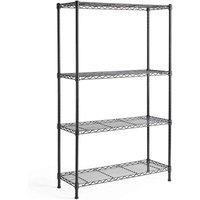 4 Tier Wire Shelving Unit Storage 130cm x 80cm x 30cm Black Shelves