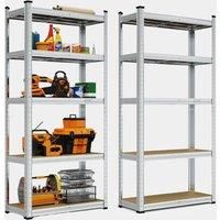 5-Tier Garage Shelving Units VonHaus Pack of 2 - 1.5m Rackings, 175kg Per Shelf