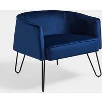 Brand New VonHaus Velvet Blue Hairpin Tub Chair, Silver Legs