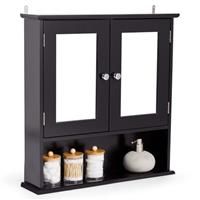 VonHaus Bathroom Cabinet w Mirror | Wall Mounted Black Medicine Storage Cupboard