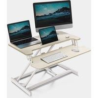 VonHaus Standing Desk Converter, Bamboo Adjustable Workstation w/Keyboard Shelf