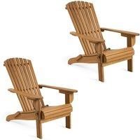VonHaus Folding Adirondack Chairs Set of 2 - Outdoor Wooden Garden Chairs