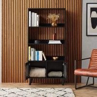 Bookcase Shelving Display Storage Unit Bookshelf | Black Rattan | Spinningfield