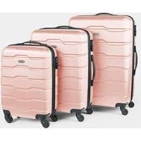 VonHaus Suitcase Set, Pink 3pc Lightweight Wheeled Luggage, ABS Plastic Carry On & Check in Travel Case, Durable Hard Shell w/ 4 Spinner Wheels, Built in Lock & Handle, Small/Medium/Large (Pink)