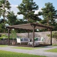 Rutland County Garden Furniture Ltd Double Garden Pergola & Decking Kit, L300 x W300 cm, Rustic Brown