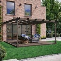 Rutland County Garden Furniture Ltd Wall Mounted Double Pergola & Decking Kit, L480 x W480 cm, Green in Brown