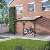 Rutland County Garden Furniture Ltd Polycarbonate Roof Car Port 3 Post, Wood, L350 x W650 cm, Rustic Brown