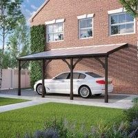 Rutland County Garden Furniture Ltd Polycarbonate Roof Car Port 4 Post, Wood, L350 x W650 cm - Light Green in Brown
