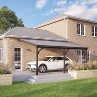 Rutland County Garden Furniture Ltd Felt Shingle Roof Car Port 3 Post, Wood, L300 x W578 cm - Rustic Brown