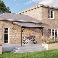 Felt Shingle Roof Car Port 2 Post - Wood - L350 x W290 cm - Rustic Brown