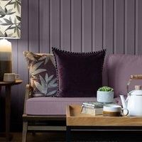 Voyage Maison Stitch Embroidered Velvet Feather Filled Cushion 50cm x 50cm Plum