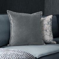 Voyage Maison Stitch Embroidered Velvet Feather Filled Cushion 50cm x 50cm Steel